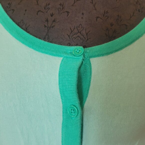 Talbots Plus Womens Mint Green Button Cardigan Sweater 1x Cotton/Viscose Blend - Picture 2 of 8